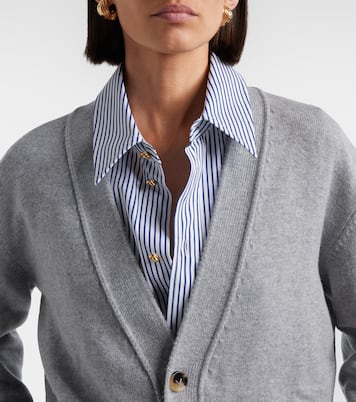 Leather-trimmed cashmere-blend cardigan | Bottega Veneta