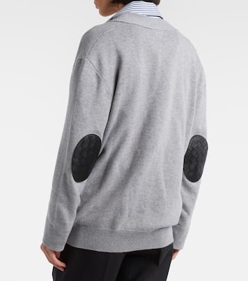 Leather-trimmed cashmere-blend cardigan | Bottega Veneta