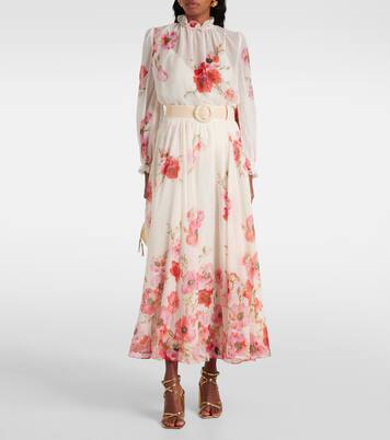 Falda larga Lightburst de algodón y seda | Zimmermann