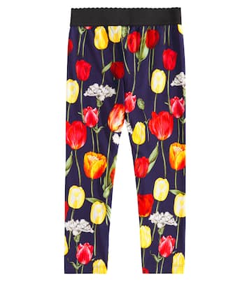 Floral cotton-blend leggings | Dolce&Gabbana Kids