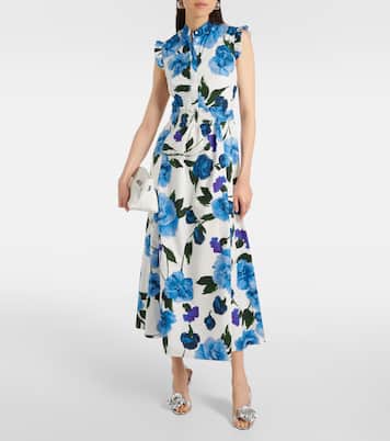 Floral cotton poplin midi dress | Erdem