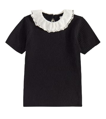 Génie ruffle-trimmed wool sweater | Bonpoint