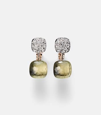 Boucles d'oreilles Nudo en or rose et blanc 18 ct, prasiolite et diamants | Pomellato