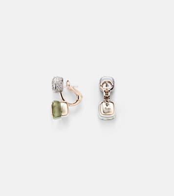 Boucles d'oreilles Nudo en or rose et blanc 18 ct, prasiolite et diamants | Pomellato