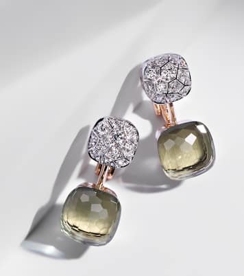 Boucles d'oreilles Nudo en or rose et blanc 18 ct, prasiolite et diamants | Pomellato