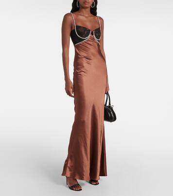 Verzierte Robe aus Satin | Self-Portrait