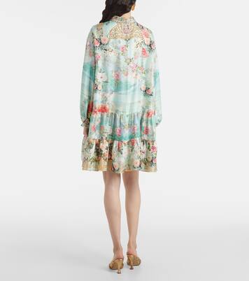 Robe chemise en soie à fleurs | Camilla