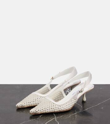 Amel 50 embellished mesh slingback pumps | Jimmy Choo