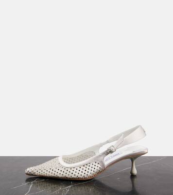 Amel 50 embellished mesh slingback pumps | Jimmy Choo