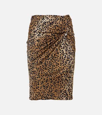 Safety Pin gathered leopard-print pencil skirt | Versace