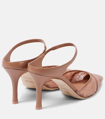 Uma 80 leather-trimmed lace mules | Malone Souliers