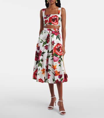 Floral cotton poplin midi skirt | Dolce&Gabbana