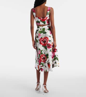 Floral cotton poplin midi skirt | Dolce&Gabbana