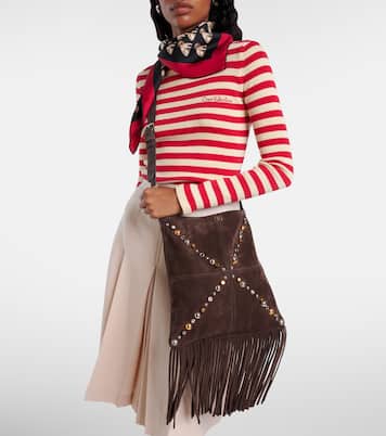 Nellcôte embellished suede shoulder bag | Valentino Garavani