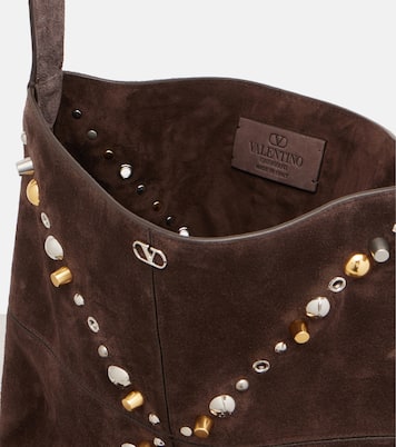 Nellcôte embellished suede shoulder bag | Valentino Garavani