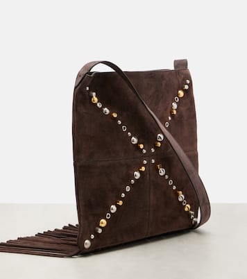 Nellcôte embellished suede shoulder bag | Valentino Garavani