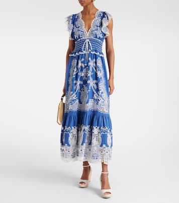 Besticktes Maxikleid aus einem Leinengemisch | Farm Rio