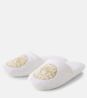 Cotton and linen terry slippers | Versace Home