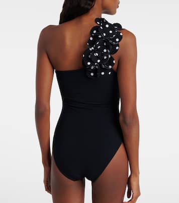 Aria floral-appliqués one-shoulder swimsuit | Karla Colletto