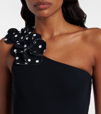 Aria floral-appliqués one-shoulder swimsuit | Karla Colletto