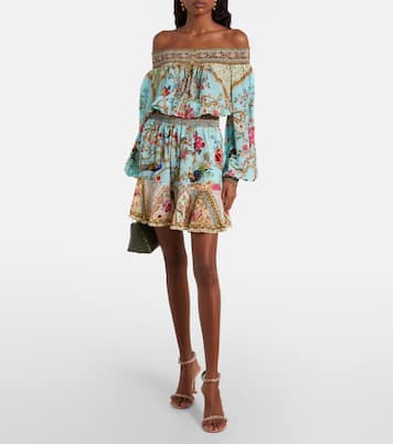 Embellished off-shoulder silk crêpe minidress | Camilla