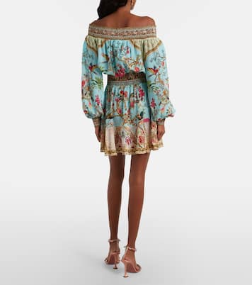 Embellished off-shoulder silk crêpe minidress | Camilla