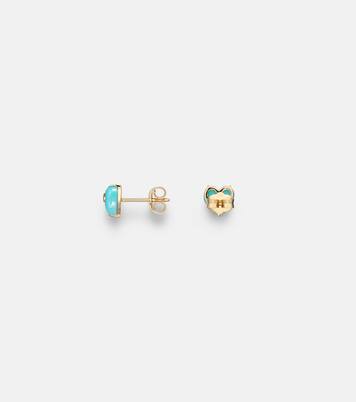 14kt gold (585/1000) stud earrings with diamonds and turquoises | Sydney Evan