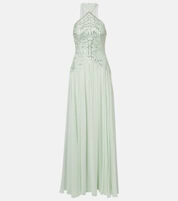 Abito lungo in misto seta con paillettes | Elie Saab