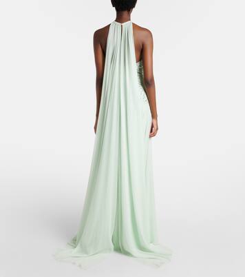 Abito lungo in misto seta con paillettes | Elie Saab