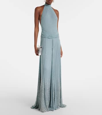 Halo embellished draped silk gown | The New Arrivals Ilkyaz Ozel