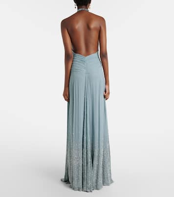 Halo embellished draped silk gown | The New Arrivals Ilkyaz Ozel