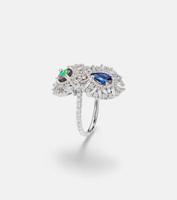 Ring aus 18kt Weißgold mit Edelsteinen | Suzanne Kalan