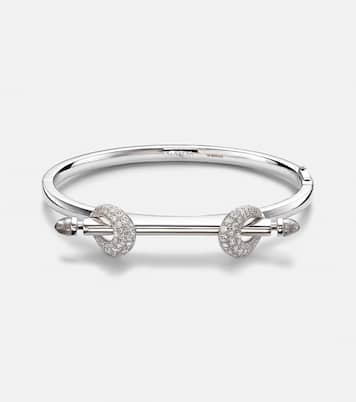 Chakra Icon 18kt white gold bracelet with diamonds and quartz | Ananya