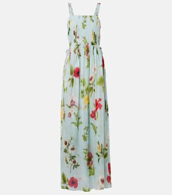 Belted floral voile maxi dress | Oscar de la Renta