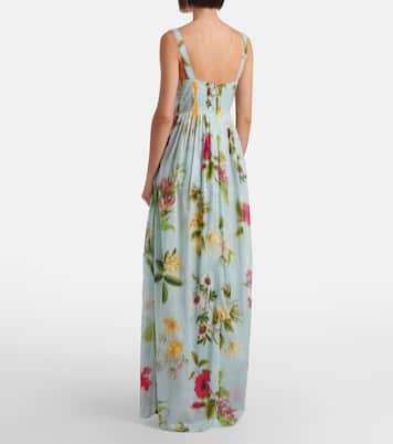 Belted floral voile maxi dress | Oscar de la Renta