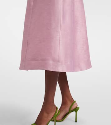 Caroline floral linen-blend midi dress | Leo Lin