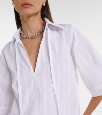 Sofi tie-neck cotton poplin top | Loulou de Saison