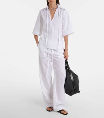 Sofi tie-neck cotton poplin top | Loulou de Saison