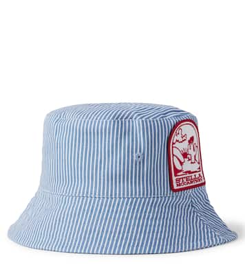 Logo striped cotton gabardine bucket hat | Stella McCartney Kids