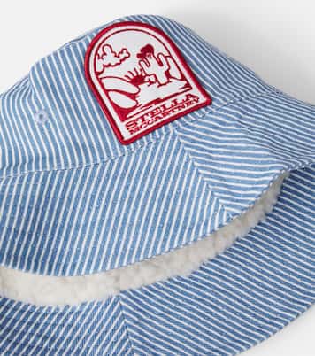 Logo striped cotton gabardine bucket hat | Stella McCartney Kids
