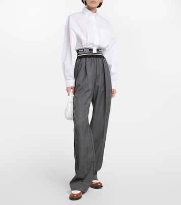 Logo wide-leg checked pants | Miu Miu