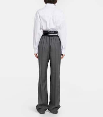 Logo wide-leg checked pants | Miu Miu