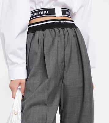 Logo wide-leg checked pants | Miu Miu