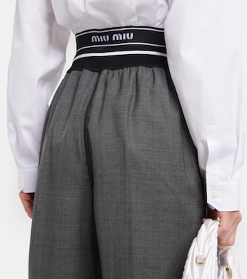 Logo wide-leg checked pants | Miu Miu
