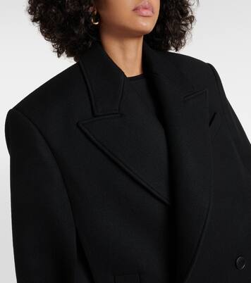 Double-breasted cropped virgin wool cape | Wardrobe.NYC