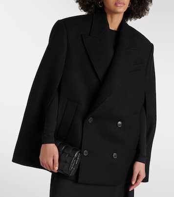 Double-breasted cropped virgin wool cape | Wardrobe.NYC