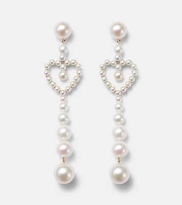 Pearl Heart 14kt gold drop earrings with freshwater pearls | Sophie Bille Brahe