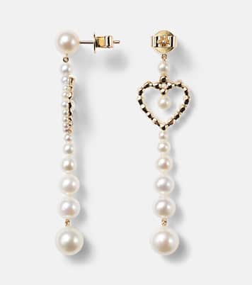 Pearl Heart 14kt gold drop earrings with freshwater pearls | Sophie Bille Brahe