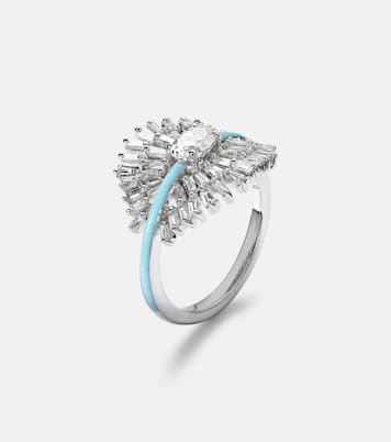 Ring aus 18kt Weißgold mit Emaille und Diamanten | Kamyen