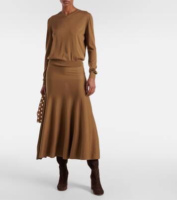 Mayu knitted wool midi skirt | Khaite
